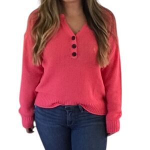 American Eagle Outfitters Sweater Coral Button V-neck Woman’s Size M